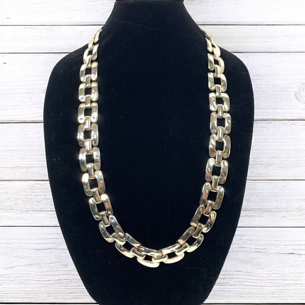 Silver Tone Chunky Square Chainlink Necklace Belt Extra Long 34"